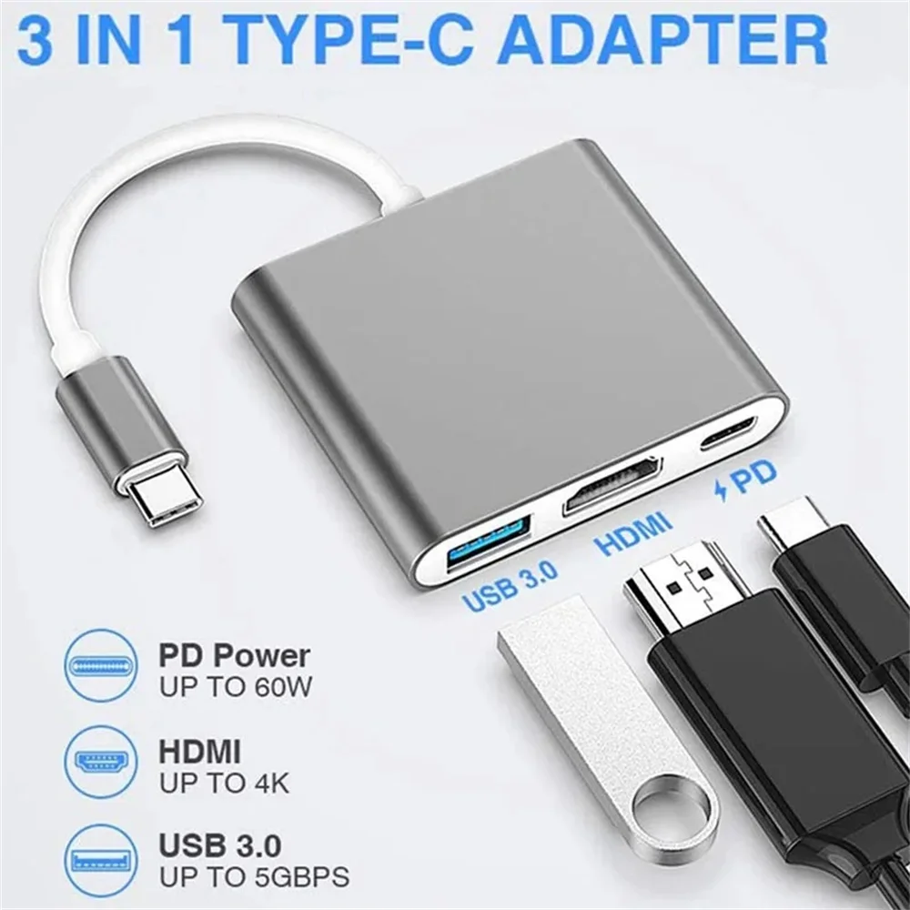 Adaptador USB C HUB 3-em-1, Tr - Hdmi Adapter Tablet avaliação e preço